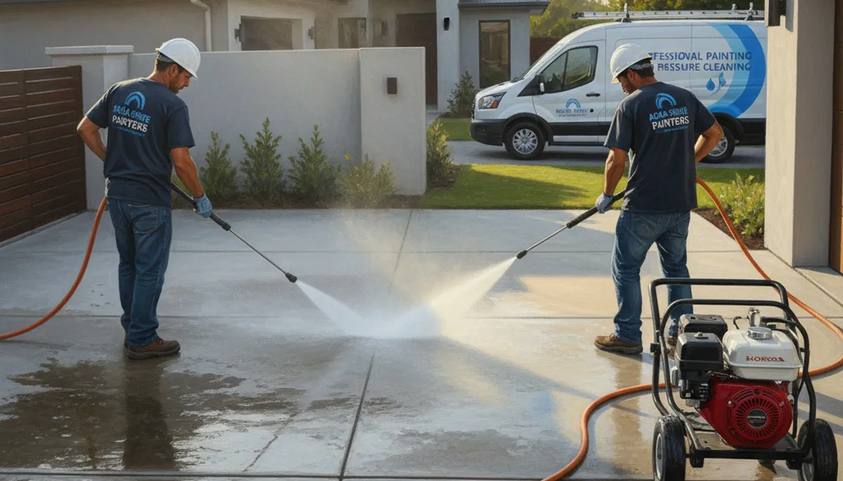 Concrete pressure cleaning service in Stockton, CA for driveways, patios, and walkways