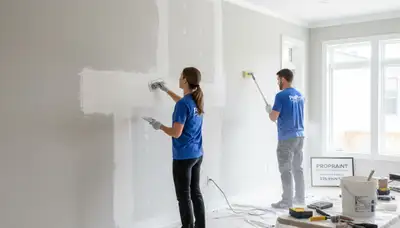 Stockton, CA painters repairing drywall cracks and preparing walls for painting