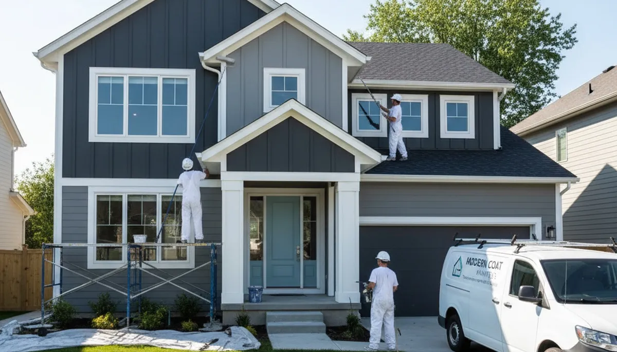 Stockton, CA house painters applying durable exterior paint on a home in the Central Valley
