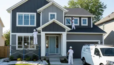 Stockton, CA house painters applying durable exterior paint on a home in the Central Valley