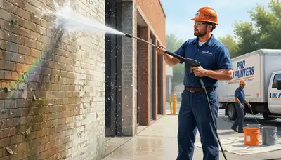 Pressure cleaning service in Stockton, CA for exterior surfaces at a painting business site